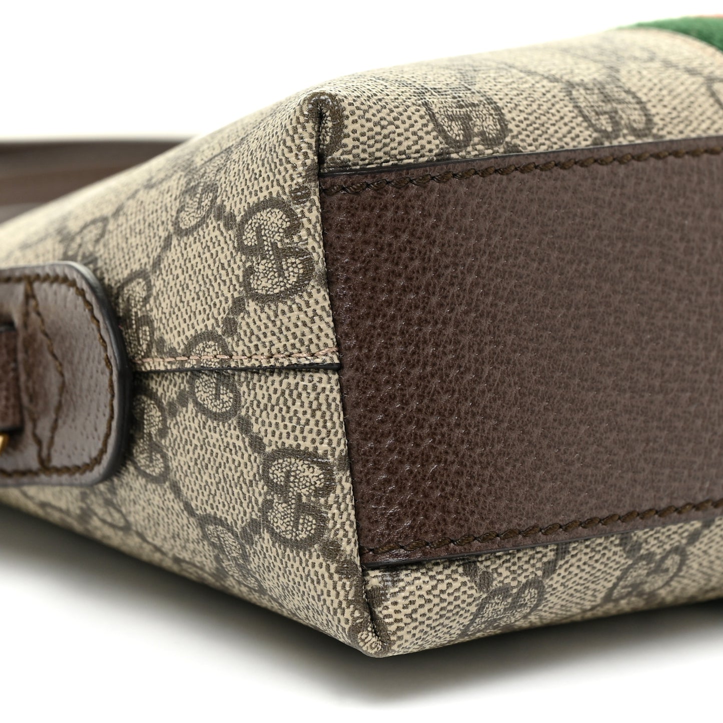 GG Supreme Monogram Textured Dollar Calfskin Web Small Ophidia Dome Shoulder Bag Beige Ebony New Acero