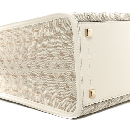 Jimmy Choo JC Logo Jacquard Lurex Soft Shiny Calfskin Medium Varenne Tote Bag Latte Gold Light Gold 8 of 9
