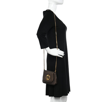 Gucci Metallic Pebbled Calfskin Small 1973 Chain Shoulder Bag Winter Leaf 2 of 10