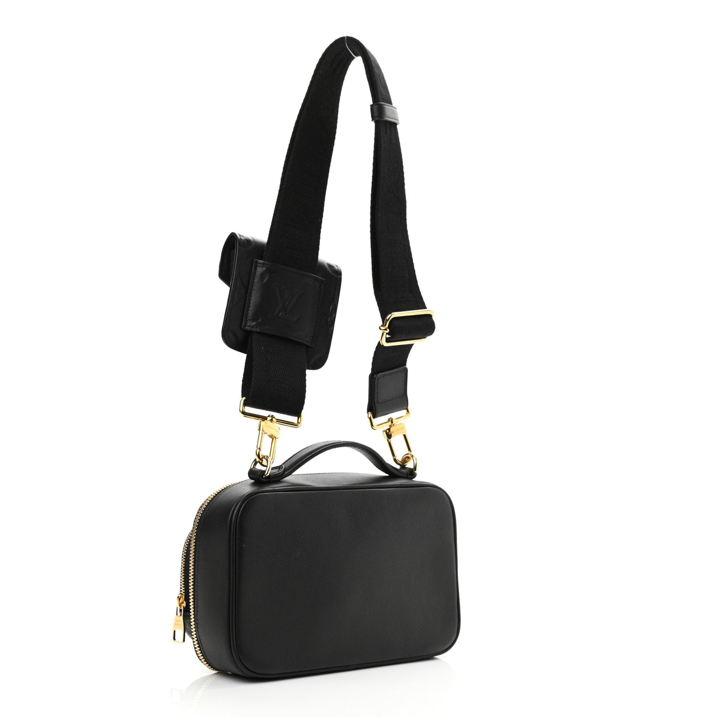 Calfskin Monogram Embossed Utility Crossbody Black