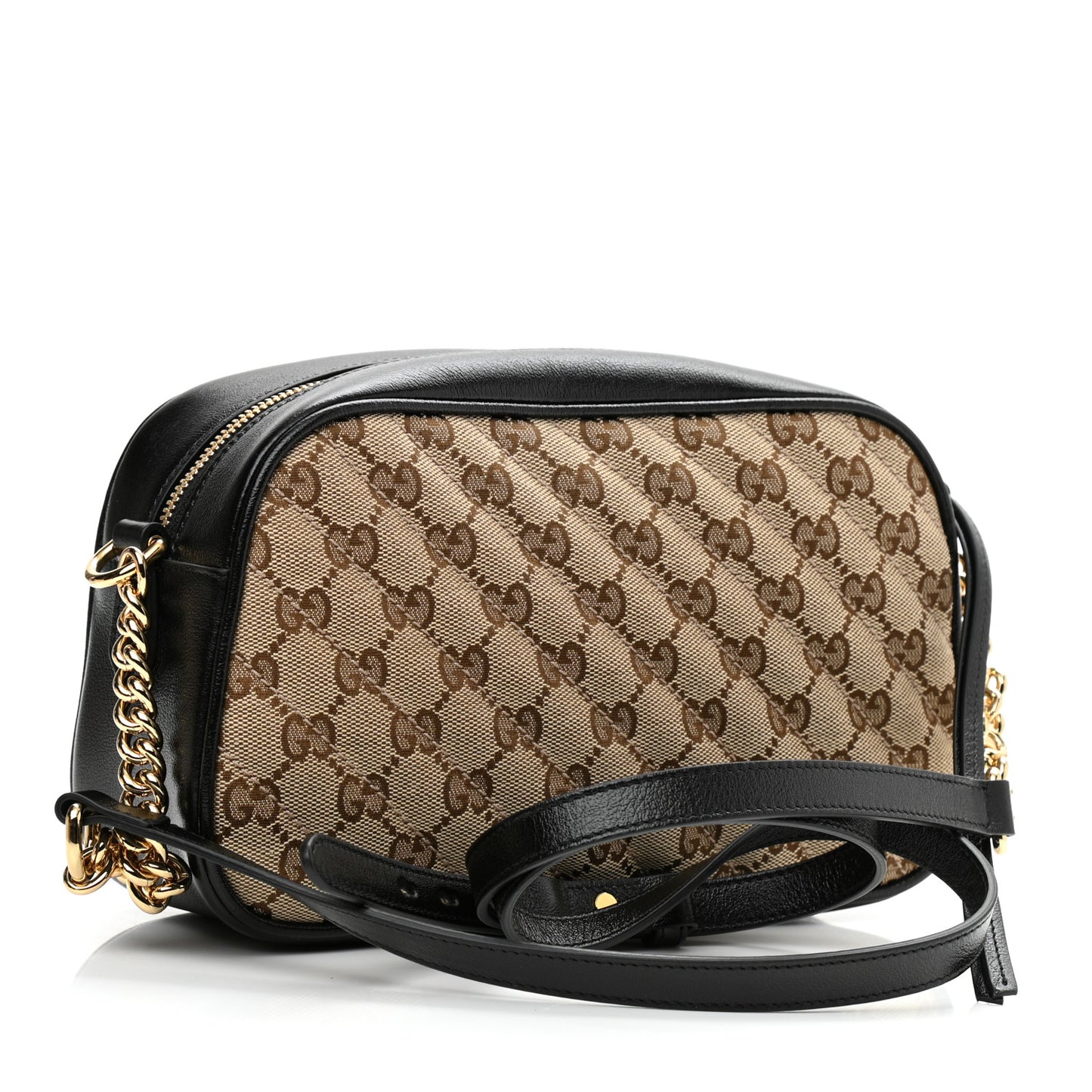 Monogram Matelasse Diagonal Small GG Marmont Chain Shoulder Bag Beige Black