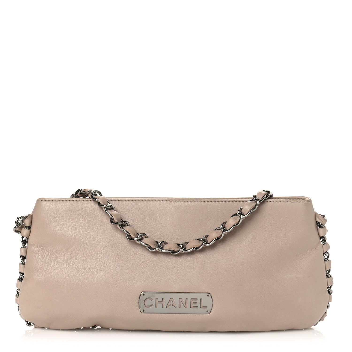 Chanel Lambskin Flat Shoulder Bag Beige 1 of 9