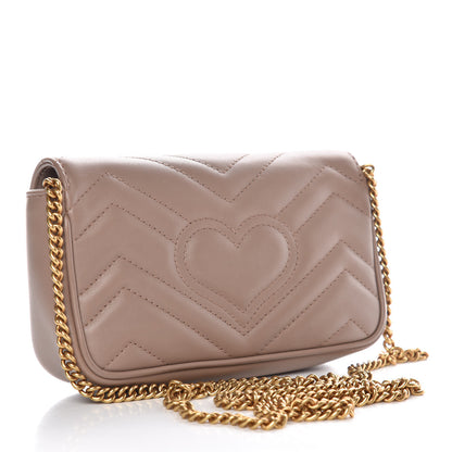 Gucci Calfskin Matelasse Super Mini GG Marmont Shoulder Bag Porcelain Rose 3 of 8