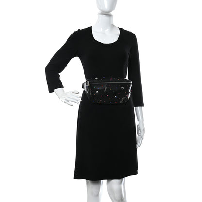 Saint Laurent Calfskin Crystal Embellished Monogram Belt Bag Black 2 of 10