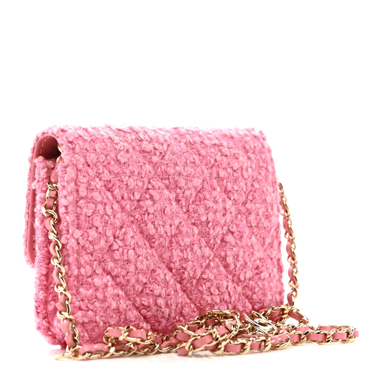 Chanel Tweed Quilted Flap Chain Waist Bag Pink 3 of 11