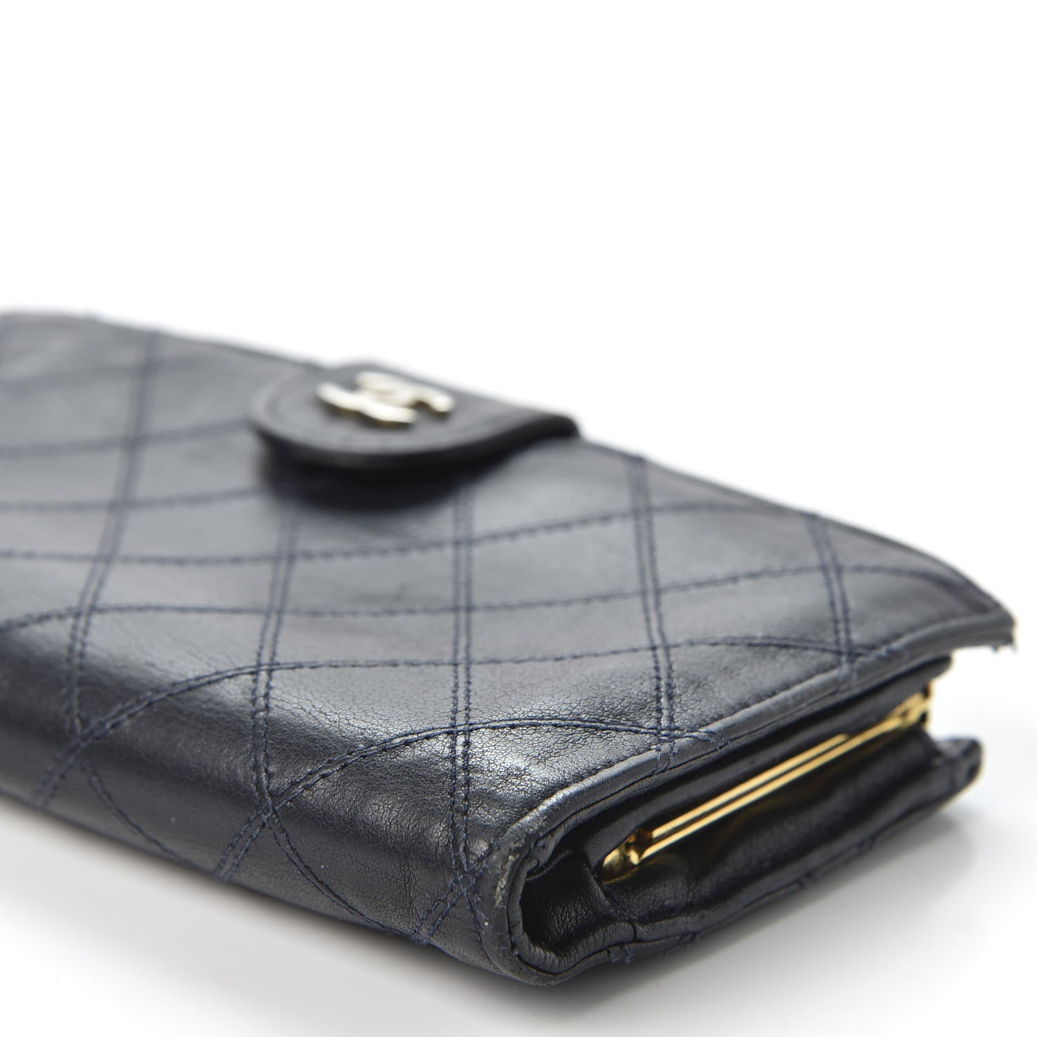 Chanel Lambskin Diamond Stitched French Wallet Black 6 of 9