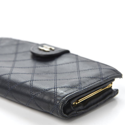 Chanel Lambskin Diamond Stitched French Wallet Black 6 of 9
