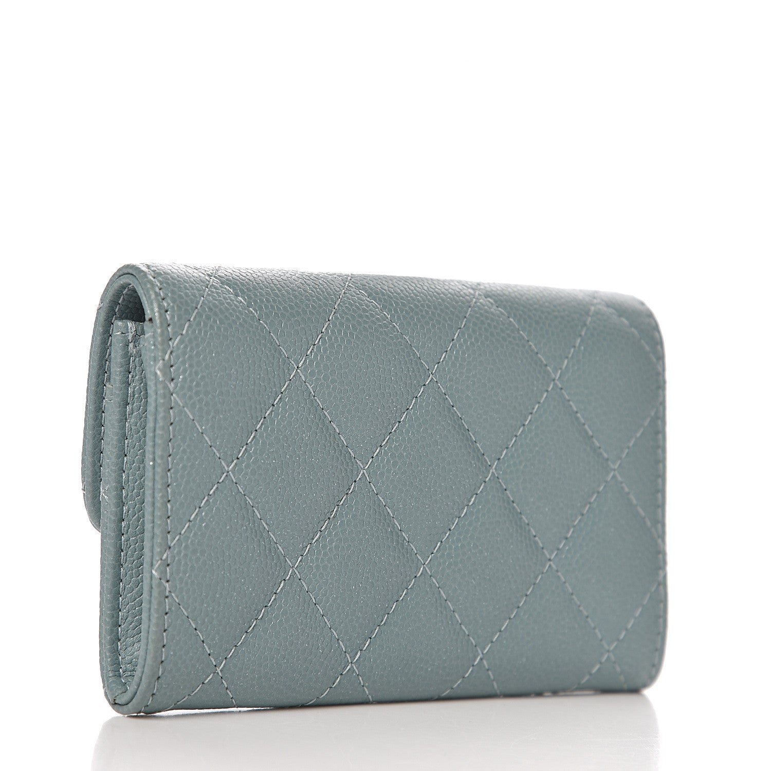 Chanel Caviar Quilted Flap Card Holder Wallet Blue 2 of 8