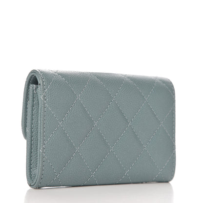 Chanel Caviar Quilted Flap Card Holder Wallet Blue 2 of 8