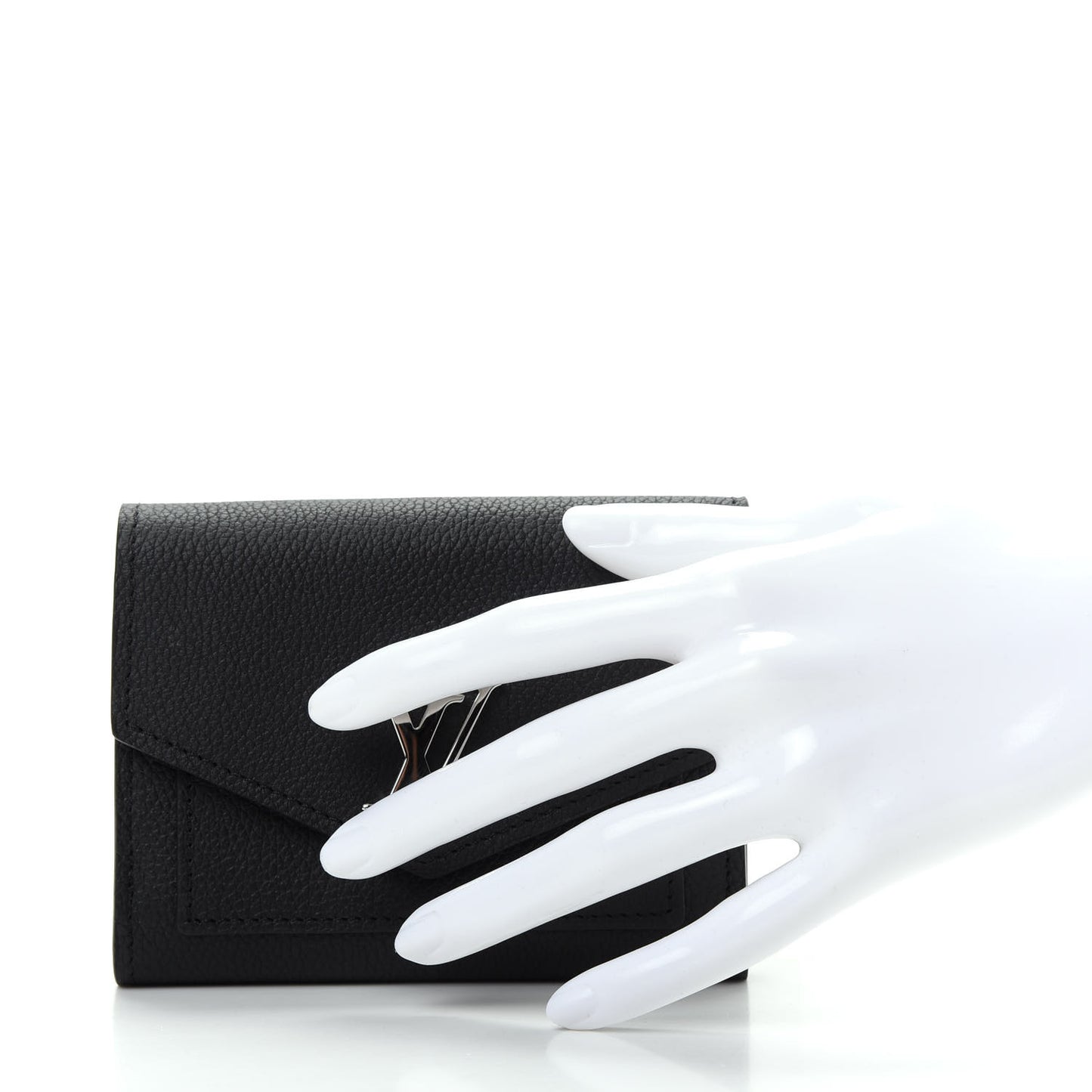 Soft Calfskin My Lockme Compact Wallet Black