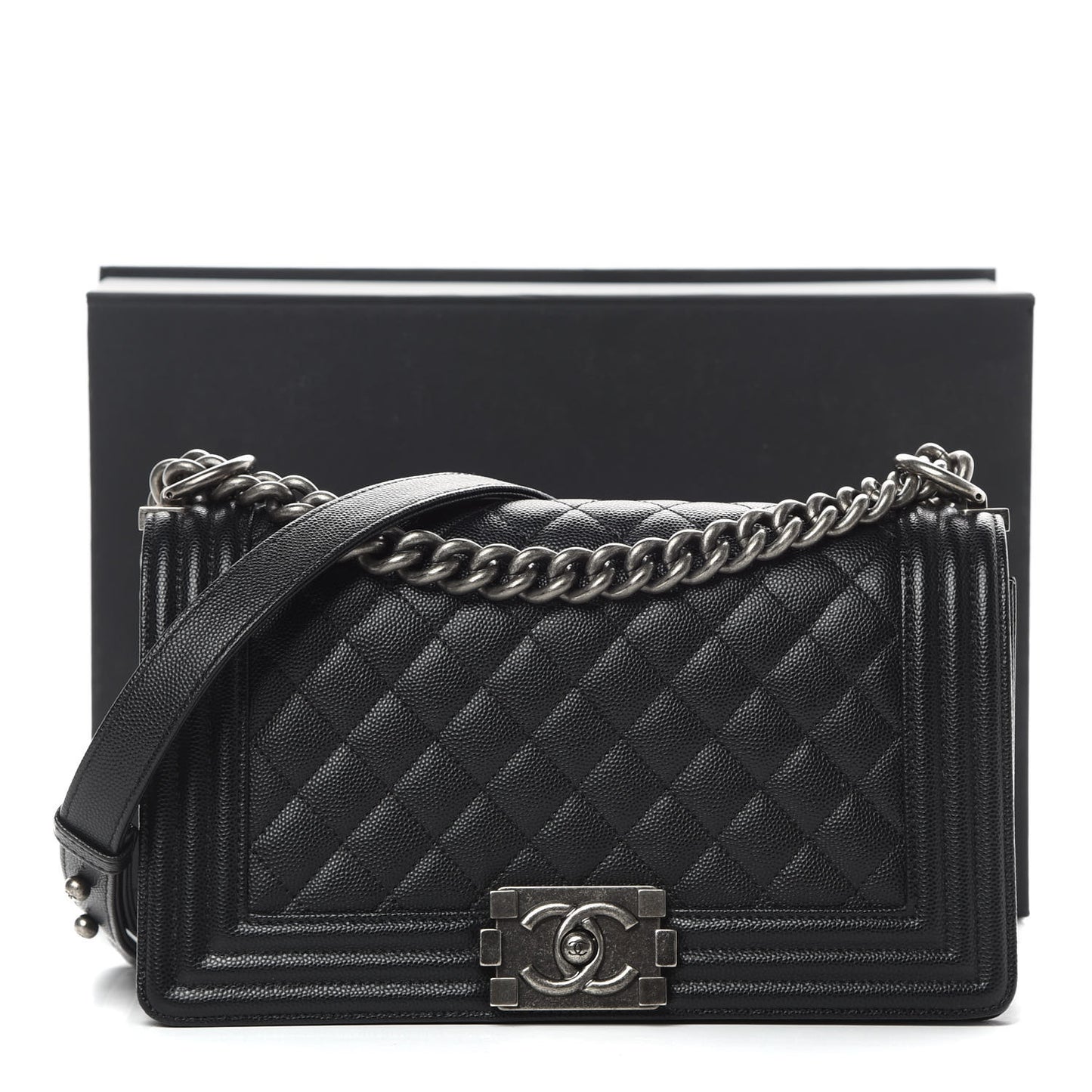 Caviar Quilted Medium Boy Flap Black
