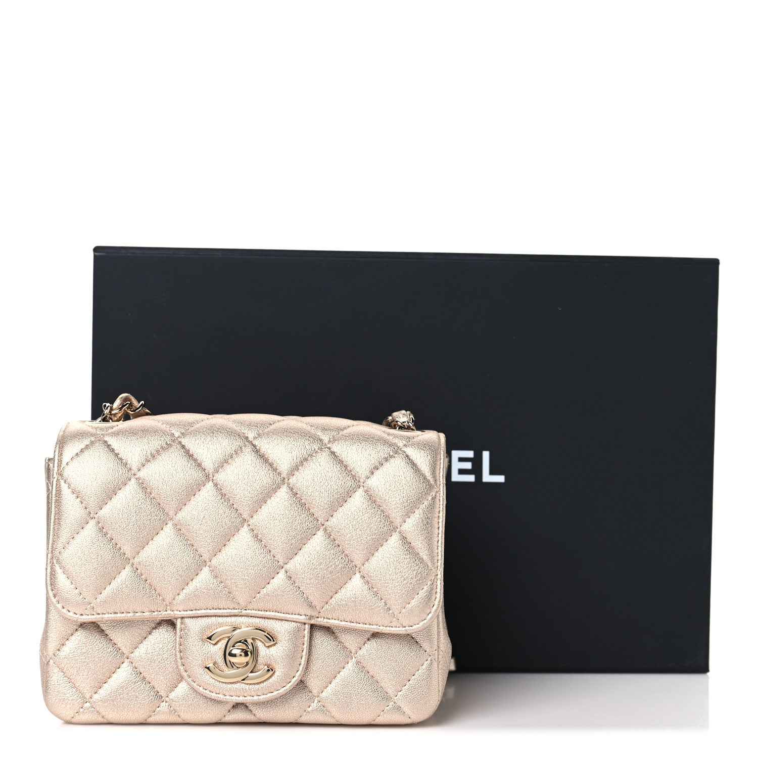 Chanel Metallic Lambskin Quilted Mini Square Flap Gold 12 of 12