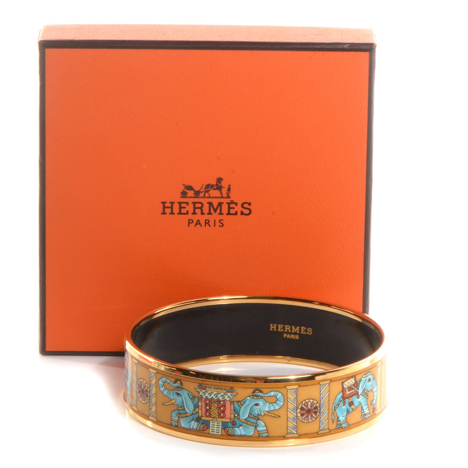 Hermes Enamel Printed Elephant Torana Wide Bracelet 70 5 of 5