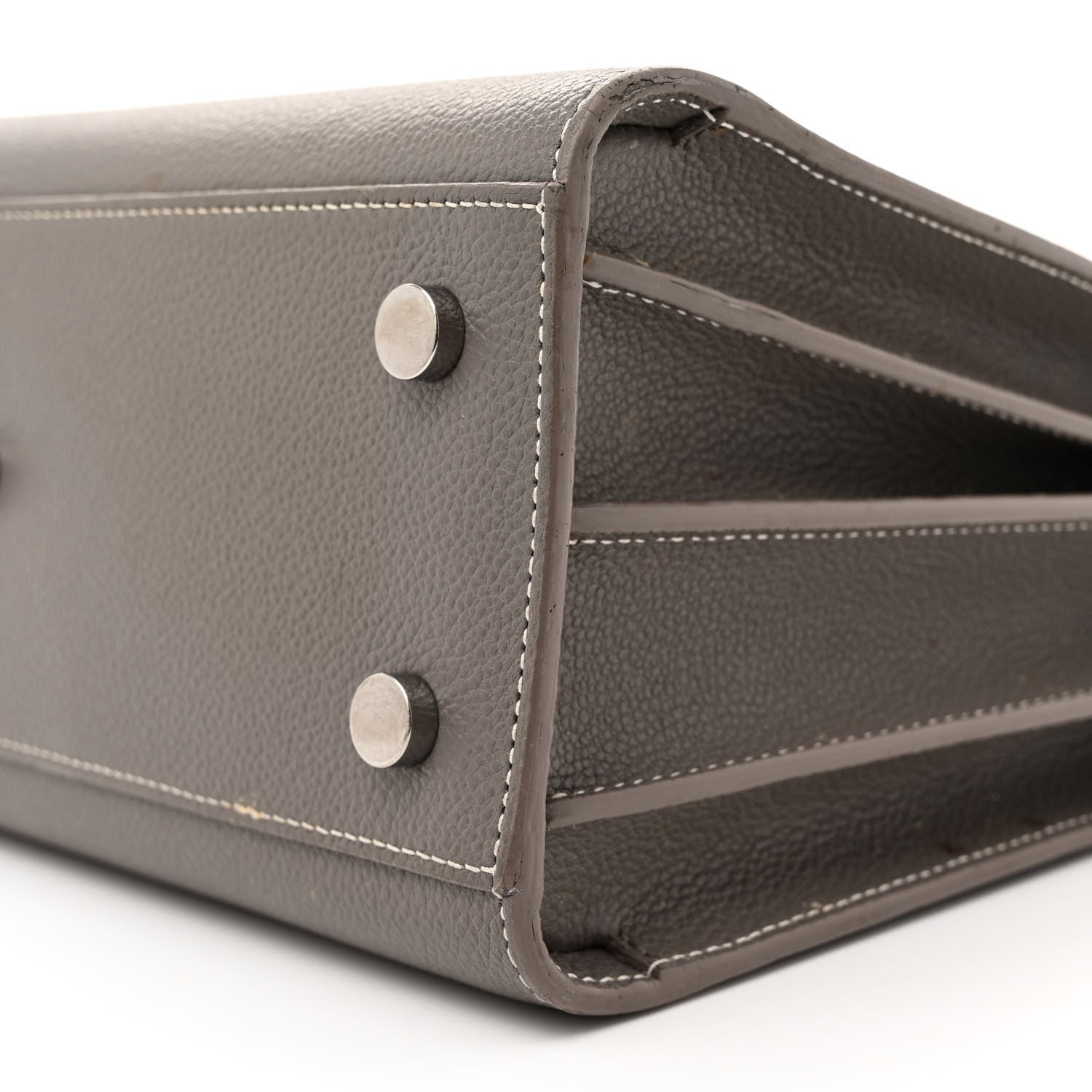 Saint Laurent Grained Calfskin Topstich Baby Sac De Jour Grey 10 of 20