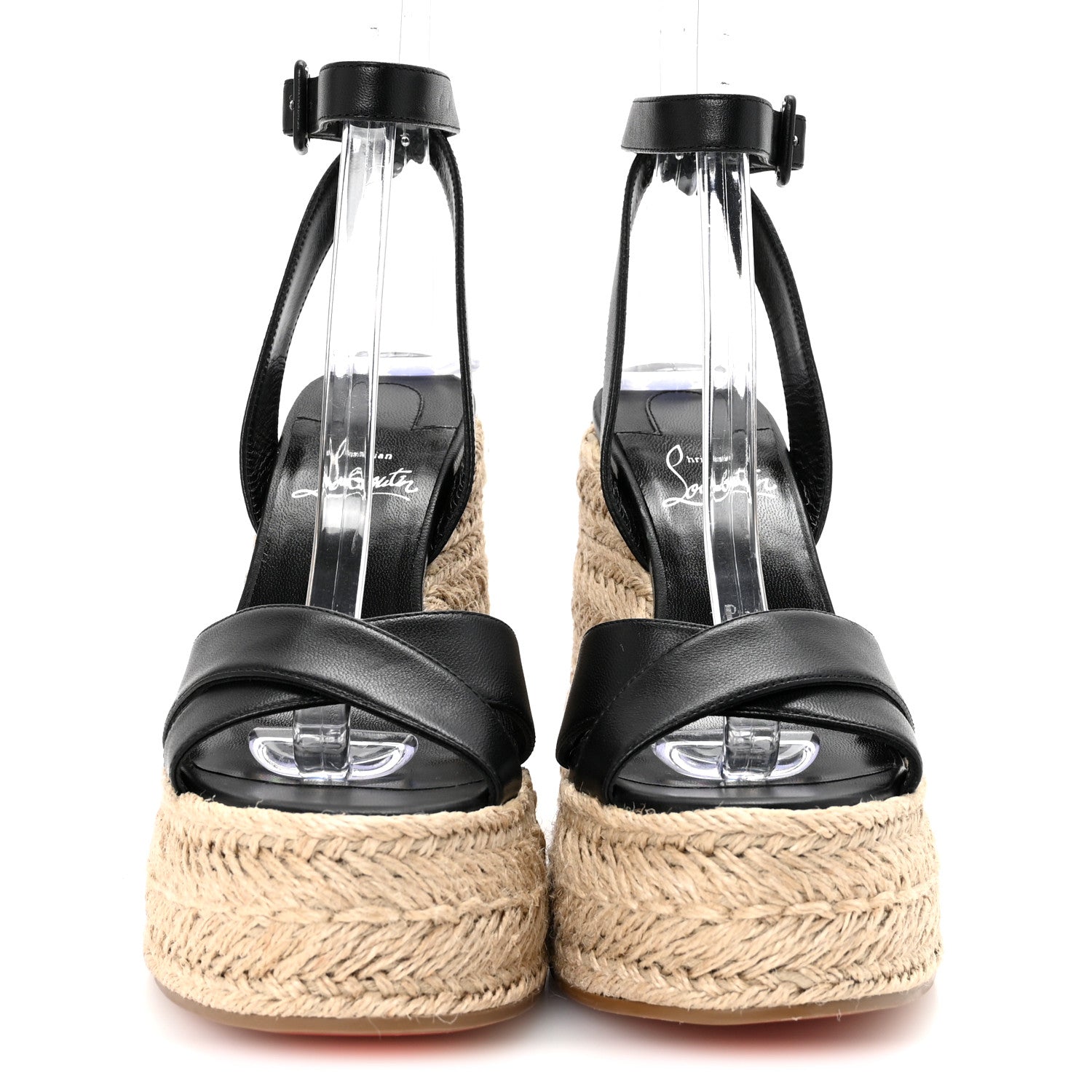 Christian Louboutin Goatskin Mariza Zeppa 130 Espadrille Sandals 37 Black 3 of 9