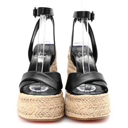 Christian Louboutin Goatskin Mariza Zeppa 130 Espadrille Sandals 37 Black 3 of 9