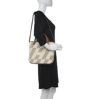 Hermes Swift H Canvas Cabas H En Biais 27 Gold Naturel Ecru 2 of 11