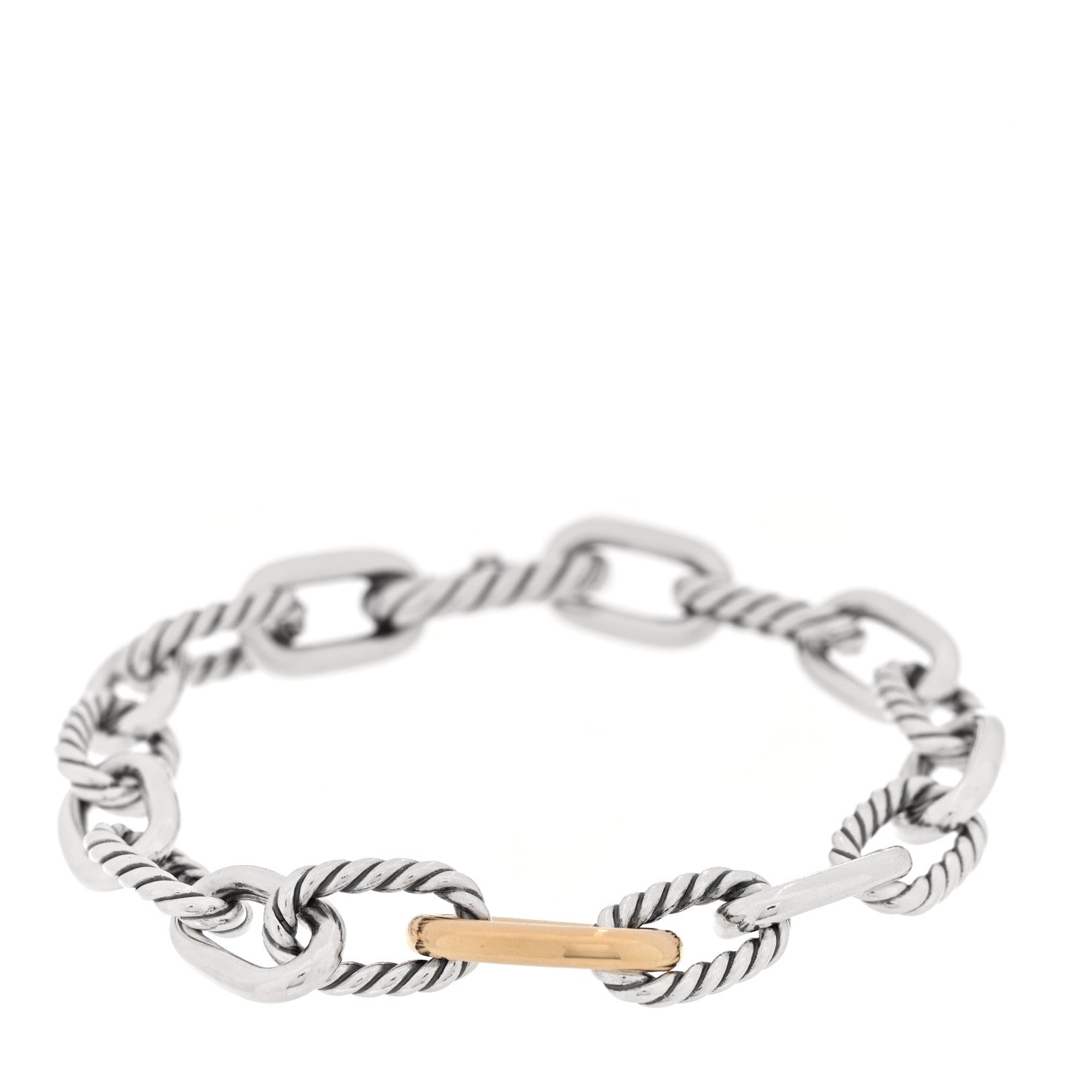David Yurman Sterling Silver 18K Yellow Gold 8.5mm Madison Chain Bracelet 1 of 4