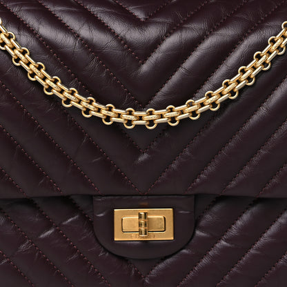 Chanel Aged Calfskin Chevron Quilted 2.55 Reissue 226 Flap Burgundy 7 of 10