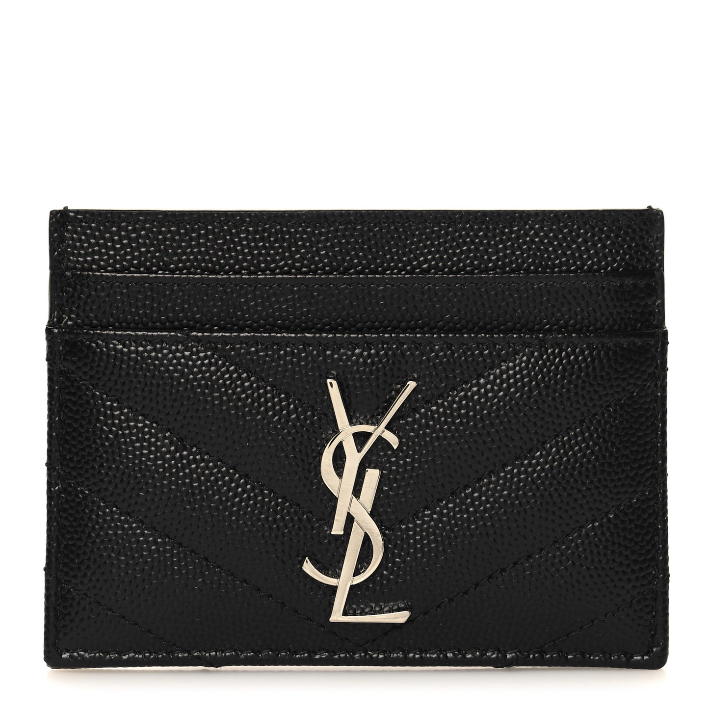 Grain De Poudre Matelasse Chevron Monogram Credit Card Case Black