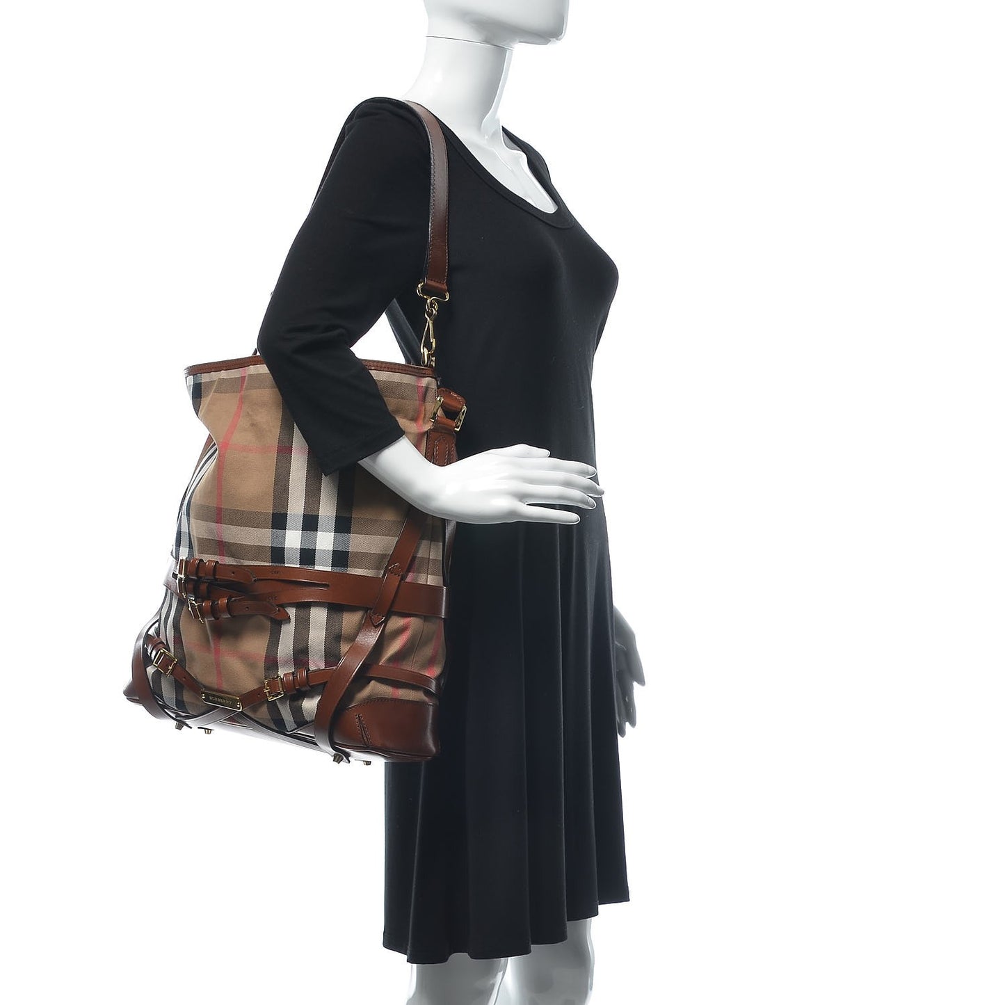 House Check Bridle Calfskin Medium Gosford Hobo Dark Tan