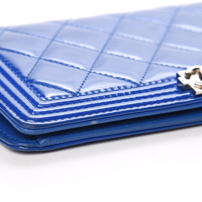 Chanel Patent Calfskin Quilted Boy Yen Wallet Dark Blue 6 of 20