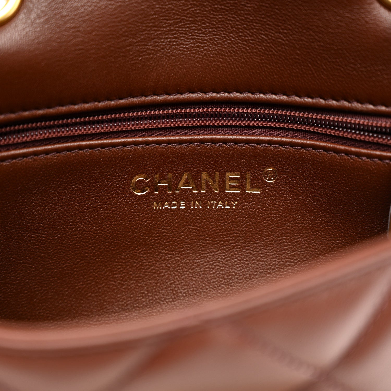 Chanel Shearling Lambskin Quilted Mini Furry Coco Flap Beige Dark Brown 6 of 12