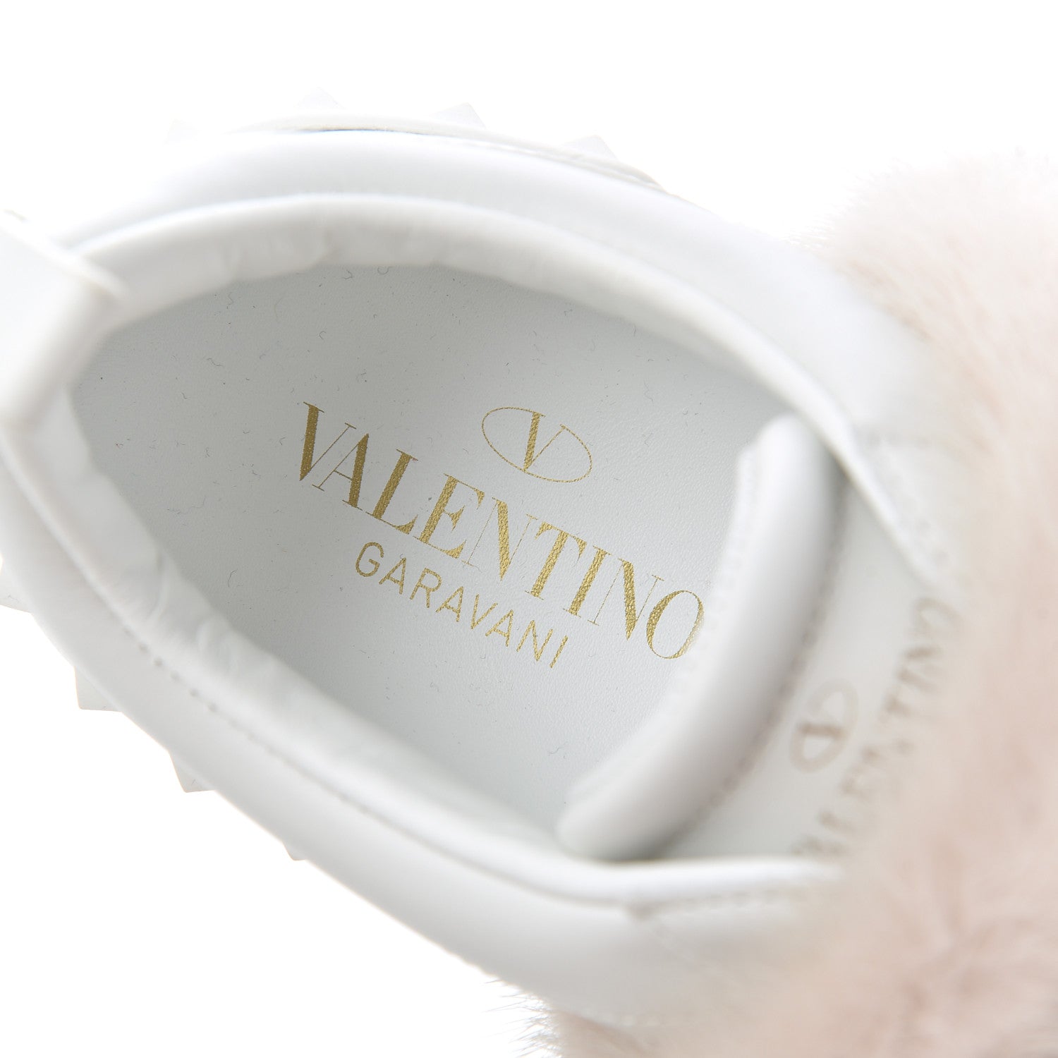 Valentino Garavani Calfskin Mink Fur Sneakers 36 White Rosa 6 of 9