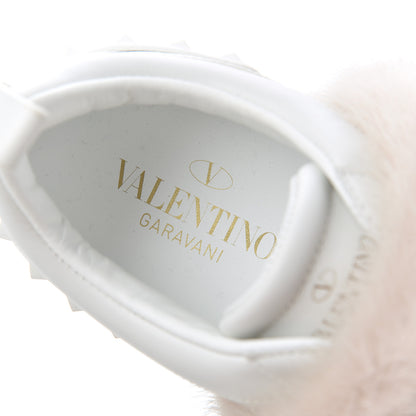 Valentino Garavani Calfskin Mink Fur Sneakers 36 White Rosa 6 of 9