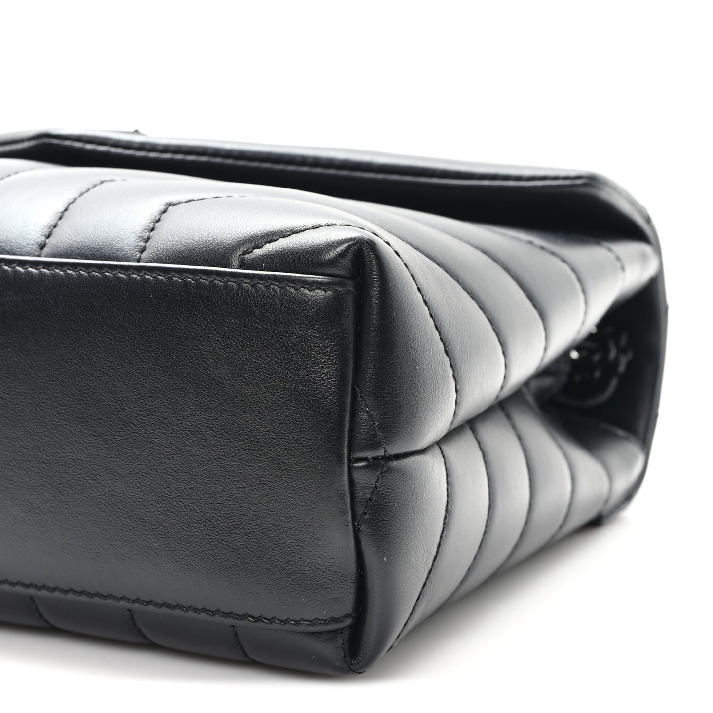 Calfskin Y Quilted Monogram Monochrome Small Loulou Chain Satchel Black