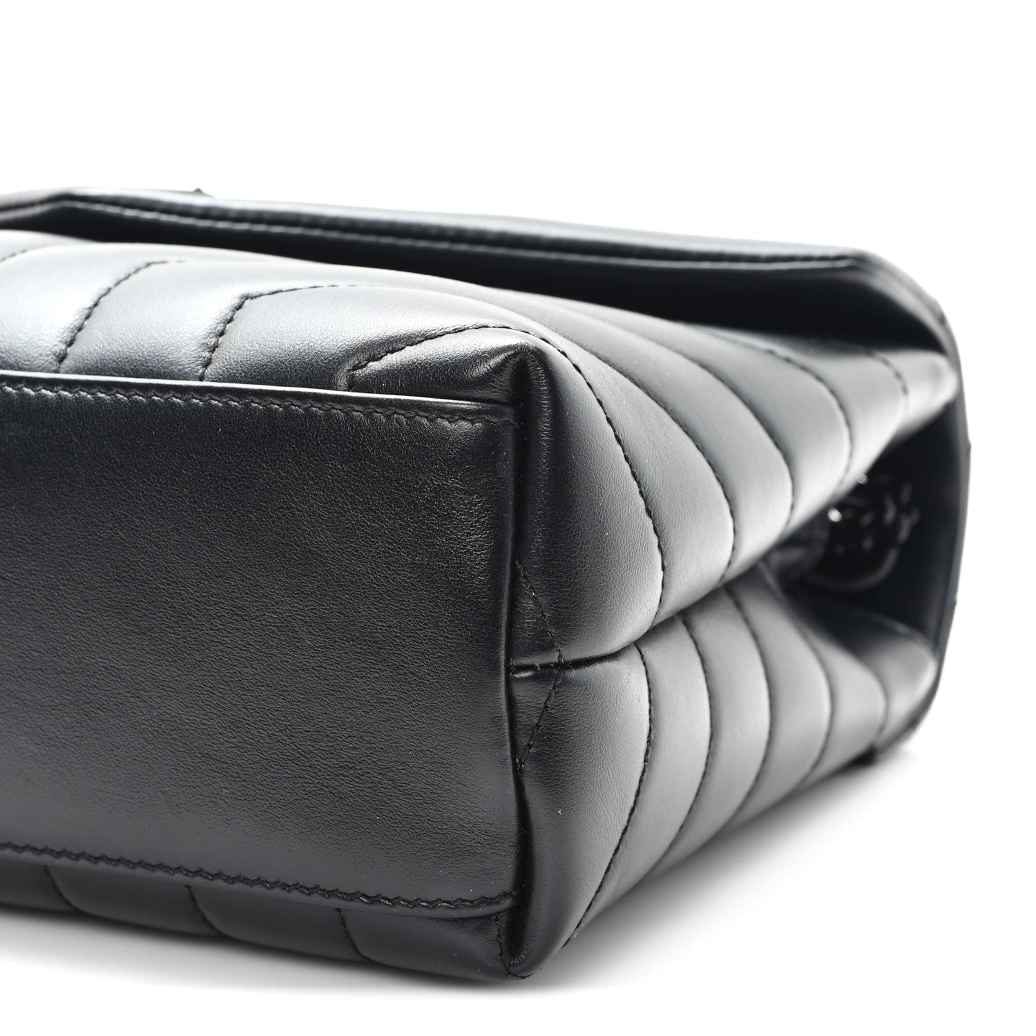 Saint Laurent Calfskin Y Quilted Monogram Monochrome Small Loulou Chain Satchel Black 10 of 12