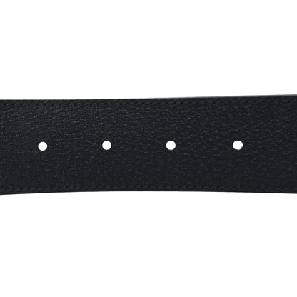 Gucci GG Supreme Monogram Plutone Calfskin Palladium Double G Reversible 37mm Belt 110 44 Black Blue 4 of 6