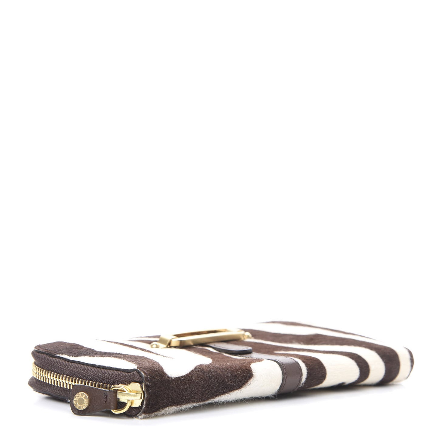 Zebra Print Pony Hair Wallet Brown