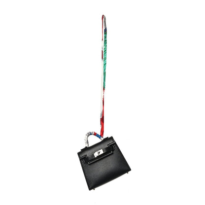 Hermes Tadelakt Mini Kelly Twilly Bag Charm Black 1 of 3