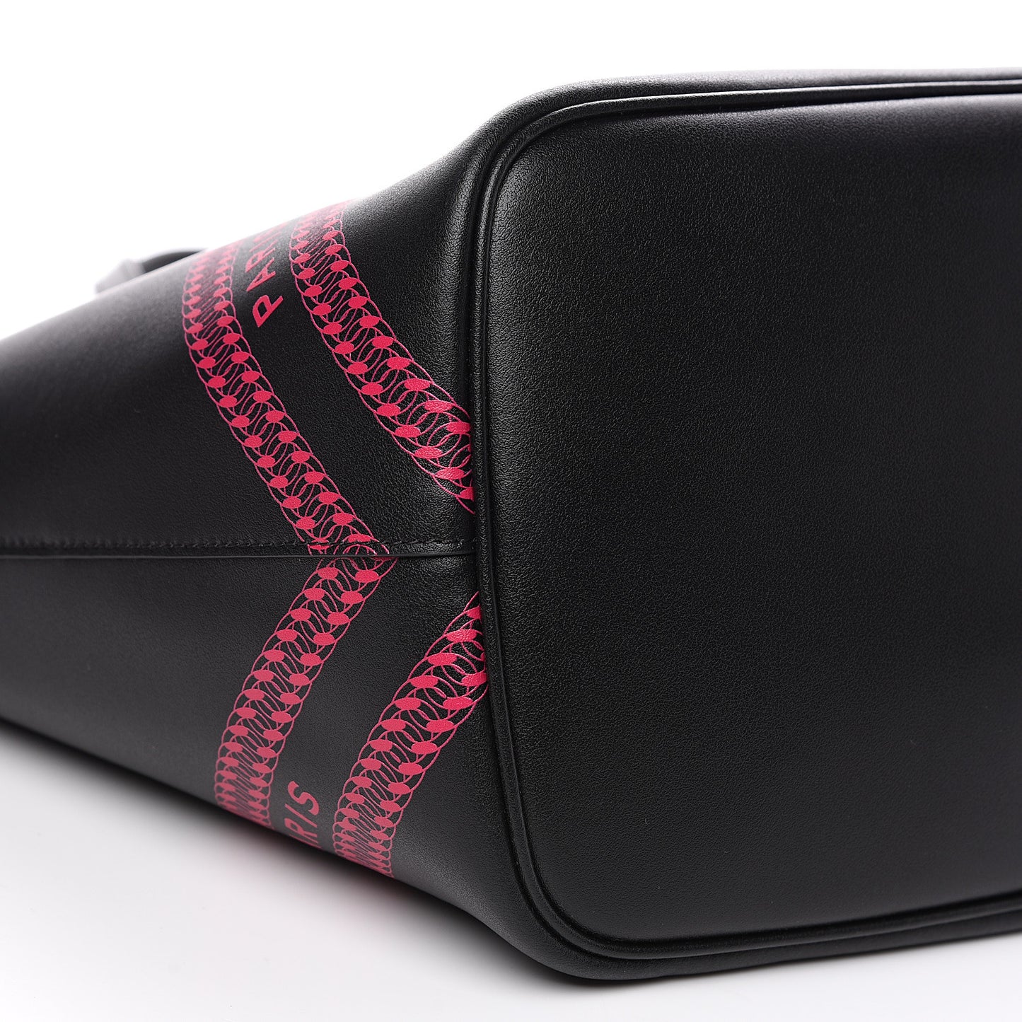 Smooth Calfskin Logo Chain Wing Shopper Tote Black Pink