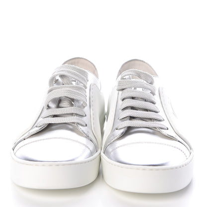 Chanel Iridescent Goatskin Womens Sneakers 36.5 White Silver 2 of 7