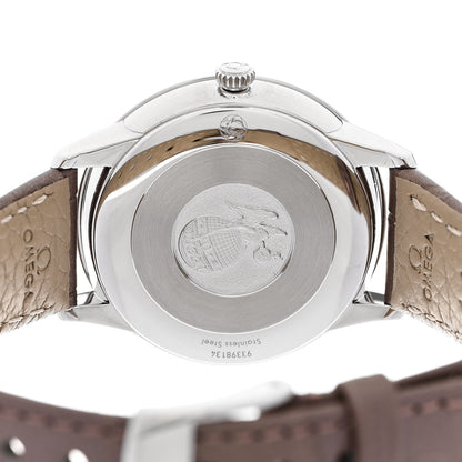 Omega Stainless Steel Alligator Diamond Mother of Pearl 30mm De Ville Prestige Quartz Watch 434.13.30.60.55.001 4 of 5