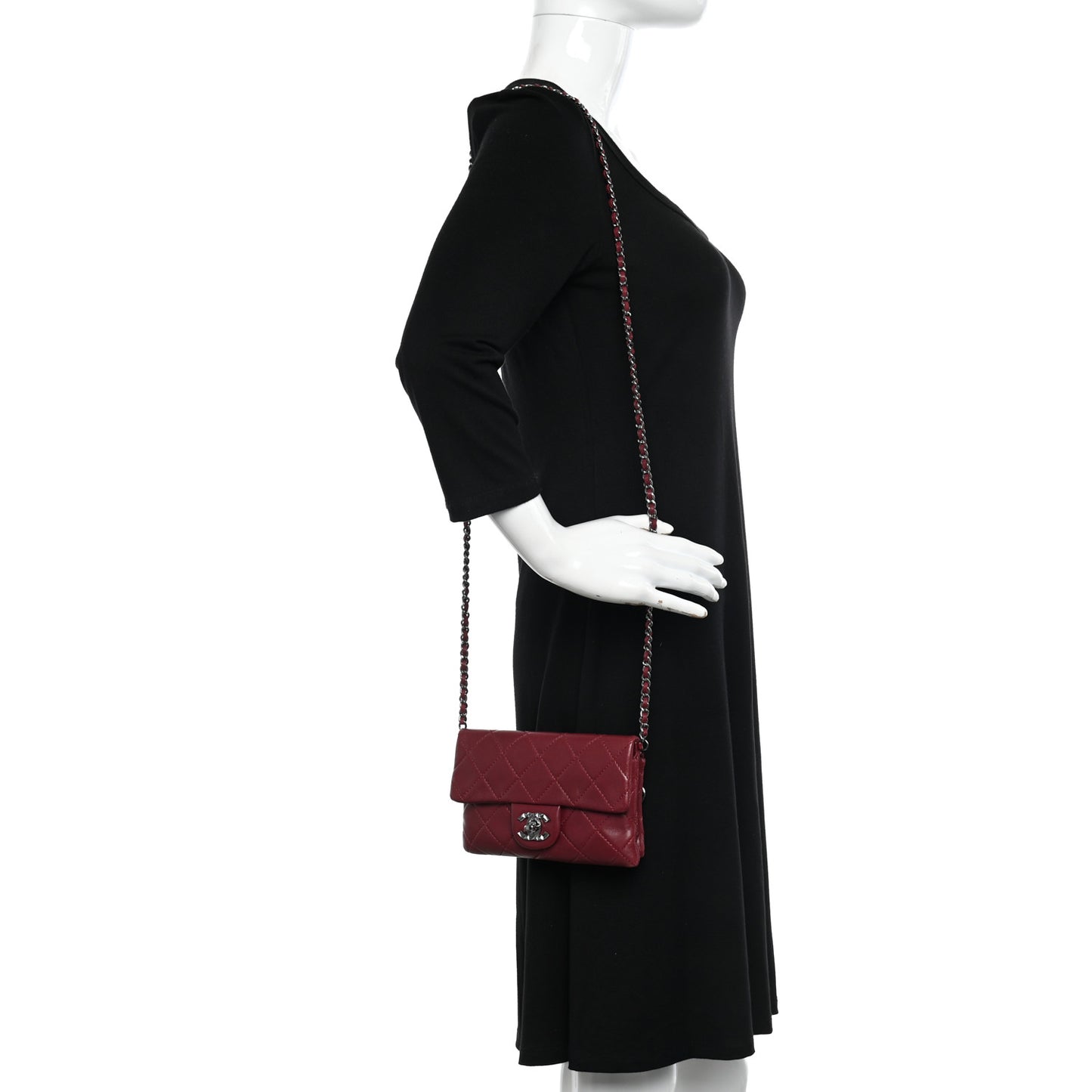 Lambskin Quilted Mini Mineral Nights Flap Crossbody Bag Dark Red