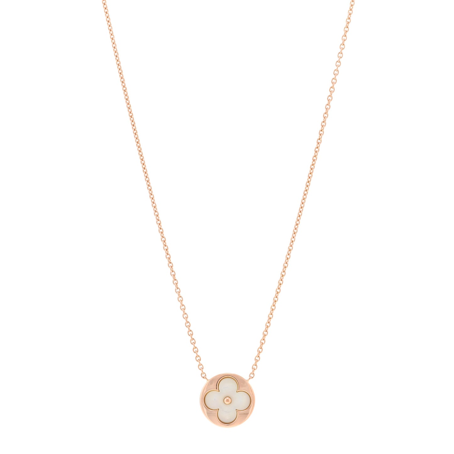 18K Pink Gold Mother Of Pearl Blossom Sun Pendant Necklace