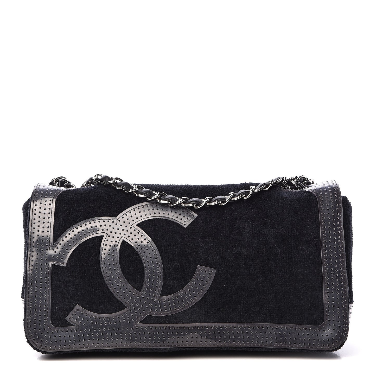 Terry Cotton PVC Perforated CC Flap Black