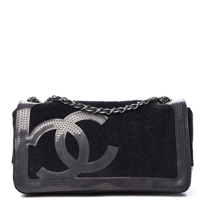 Chanel Terry Cotton PVC Perforated CC Flap Black 1 of 10