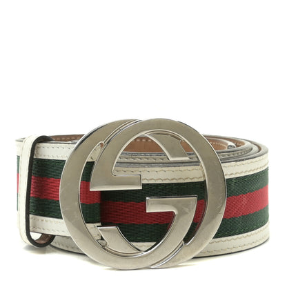 Gucci Calfskin Web Interlocking G Belt 100 40 White 1 of 4