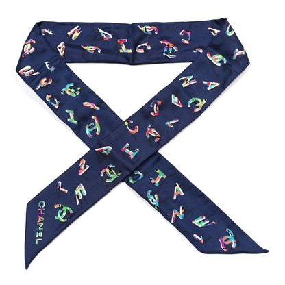 Chanel Silk CC Slim Bandeau Scarf Blue Multicolor 1 of 3