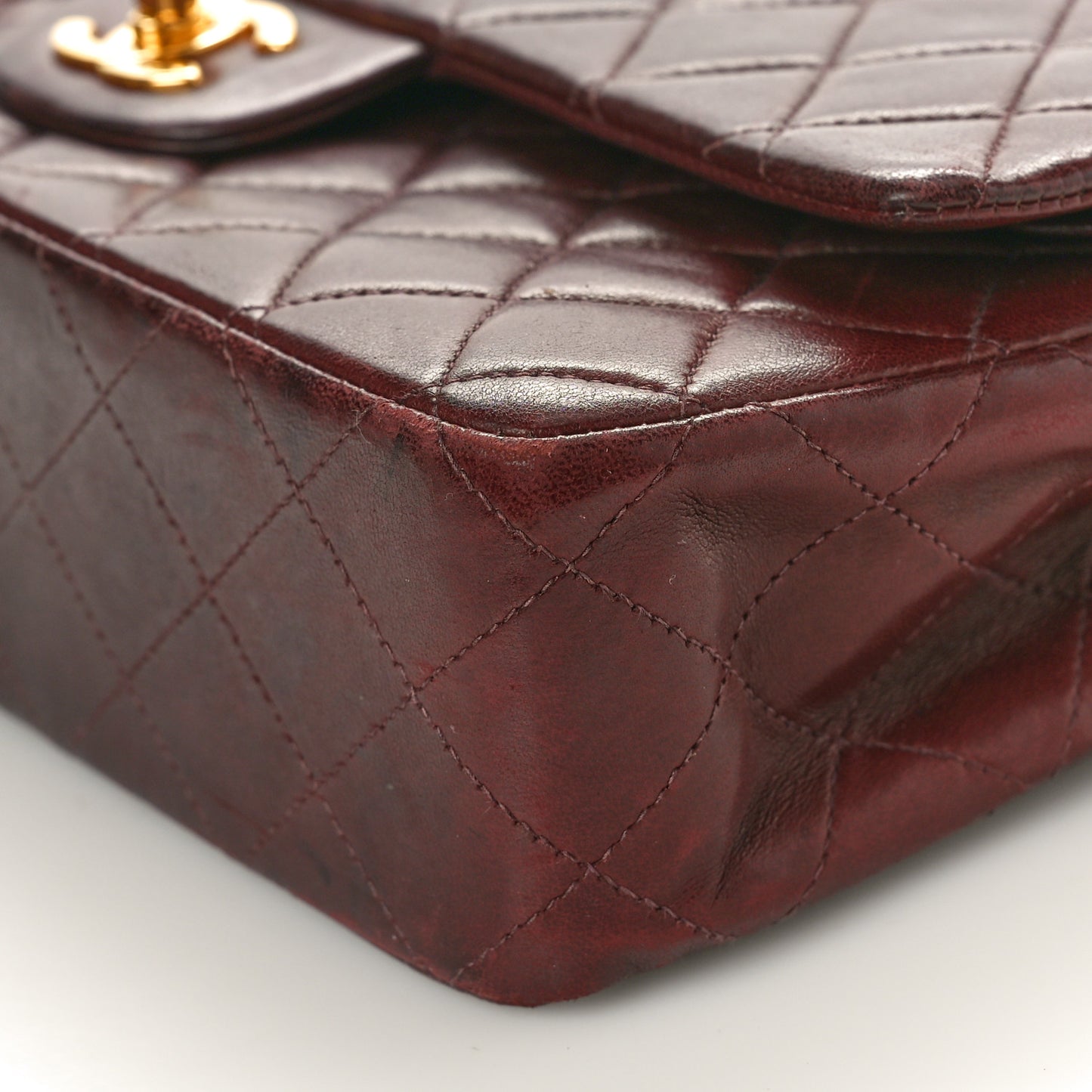 Lambskin Quilted Medium Double Flap Burgundy