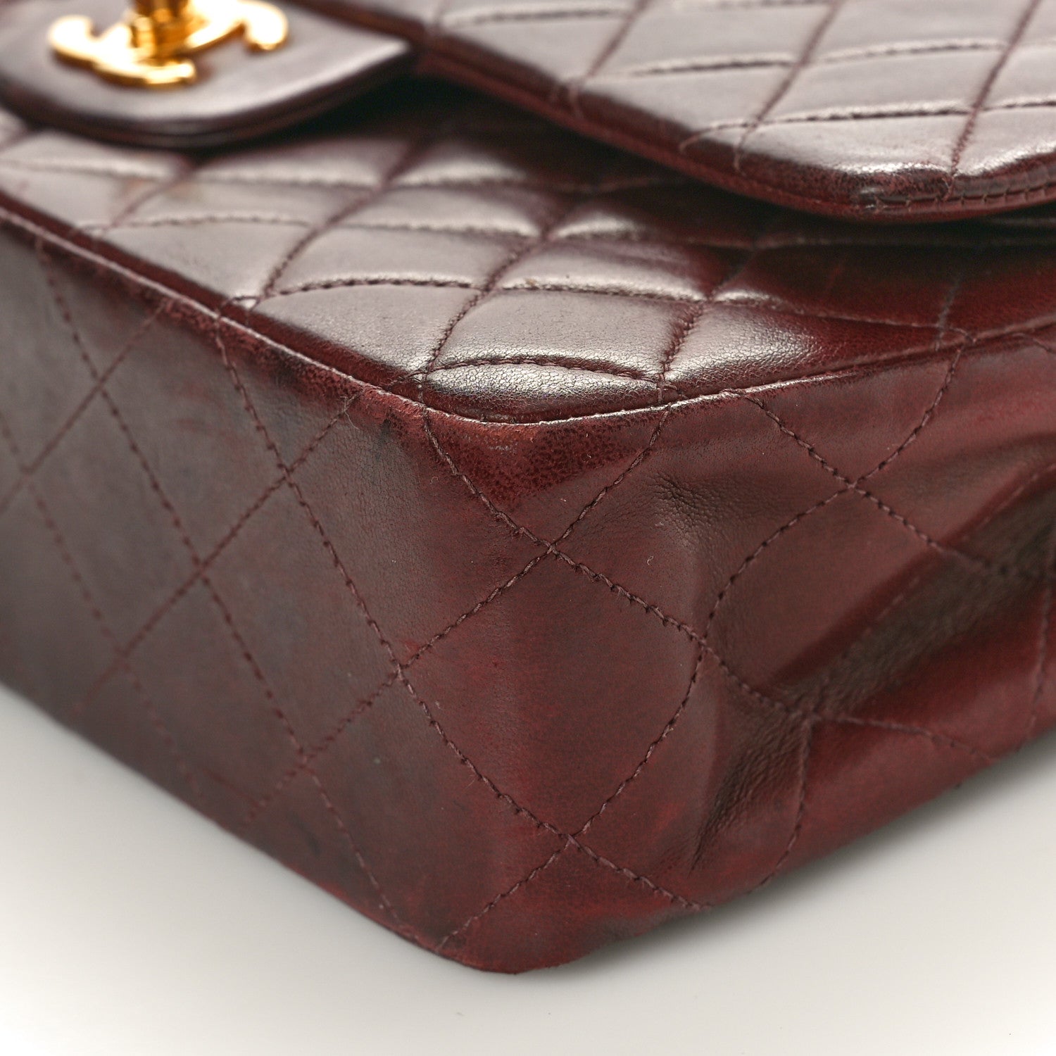 Chanel Lambskin Quilted Medium Double Flap Burgundy 10 of 12