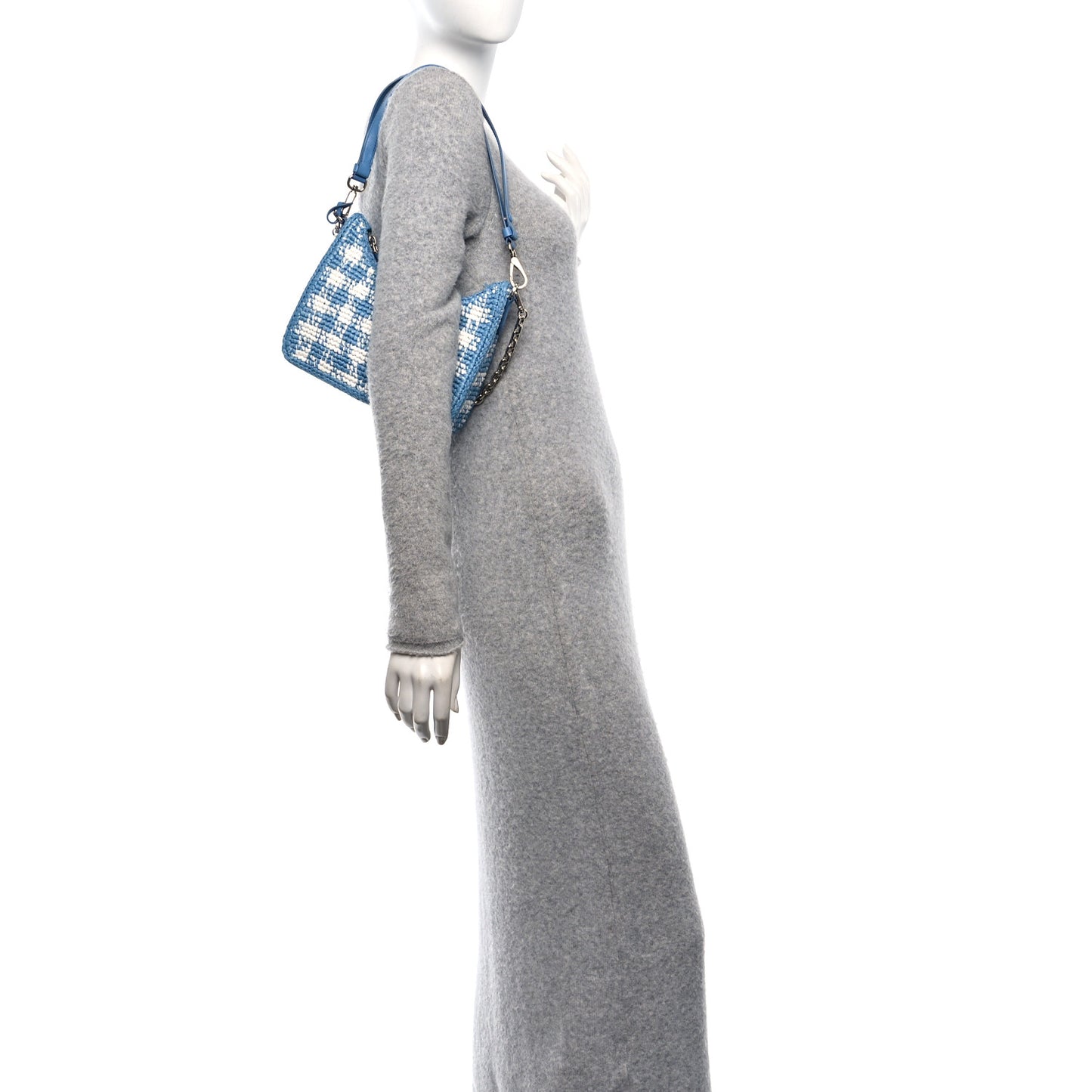 Yarn Raffia Effect Crochet Embroidered Mini Re-Edition 1978 Shoulder Bag Celeste