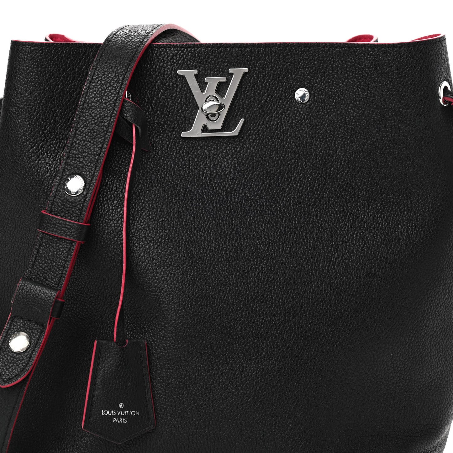 Calfskin Lockme Bucket Black