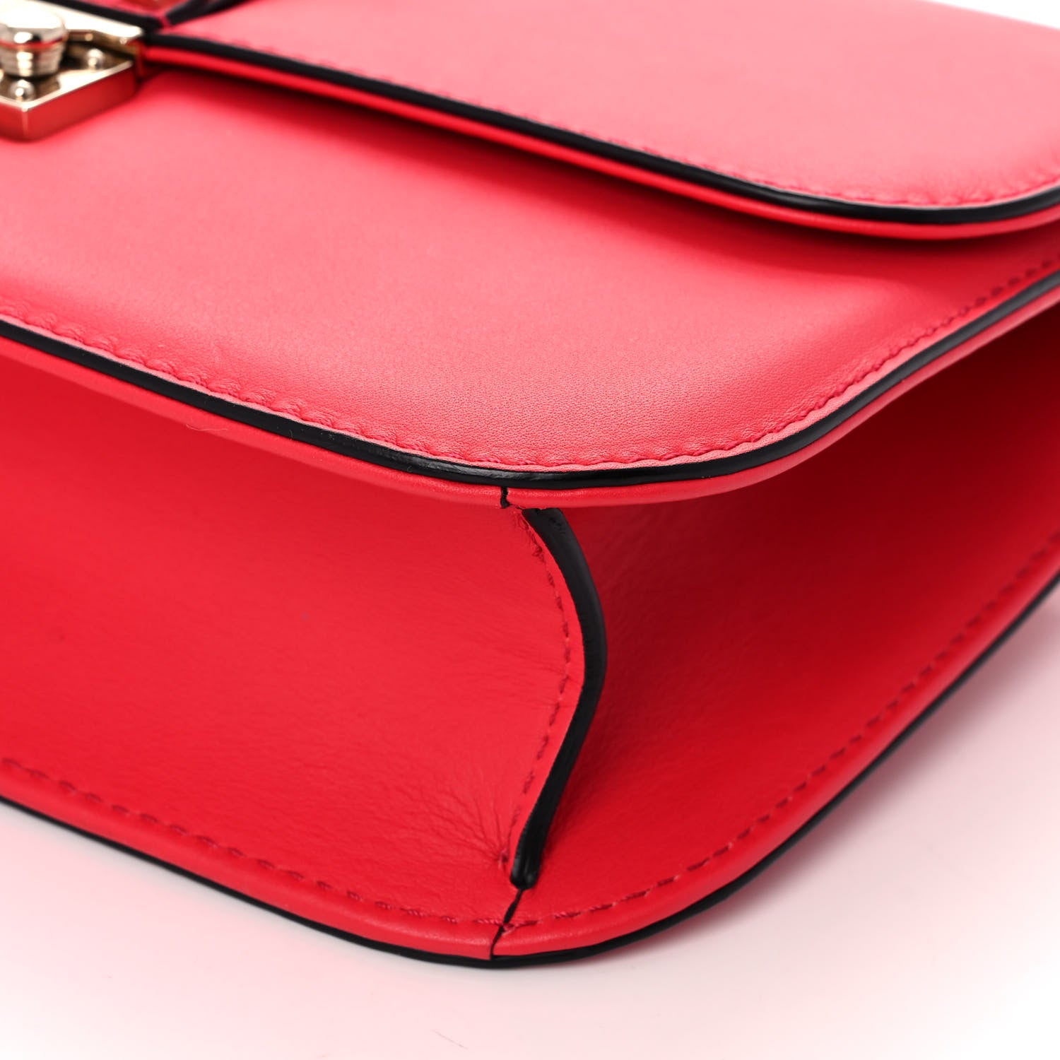 Valentino Garavani Vitello Medium Glam Lock Rockstud Flap Fragola 7 of 8