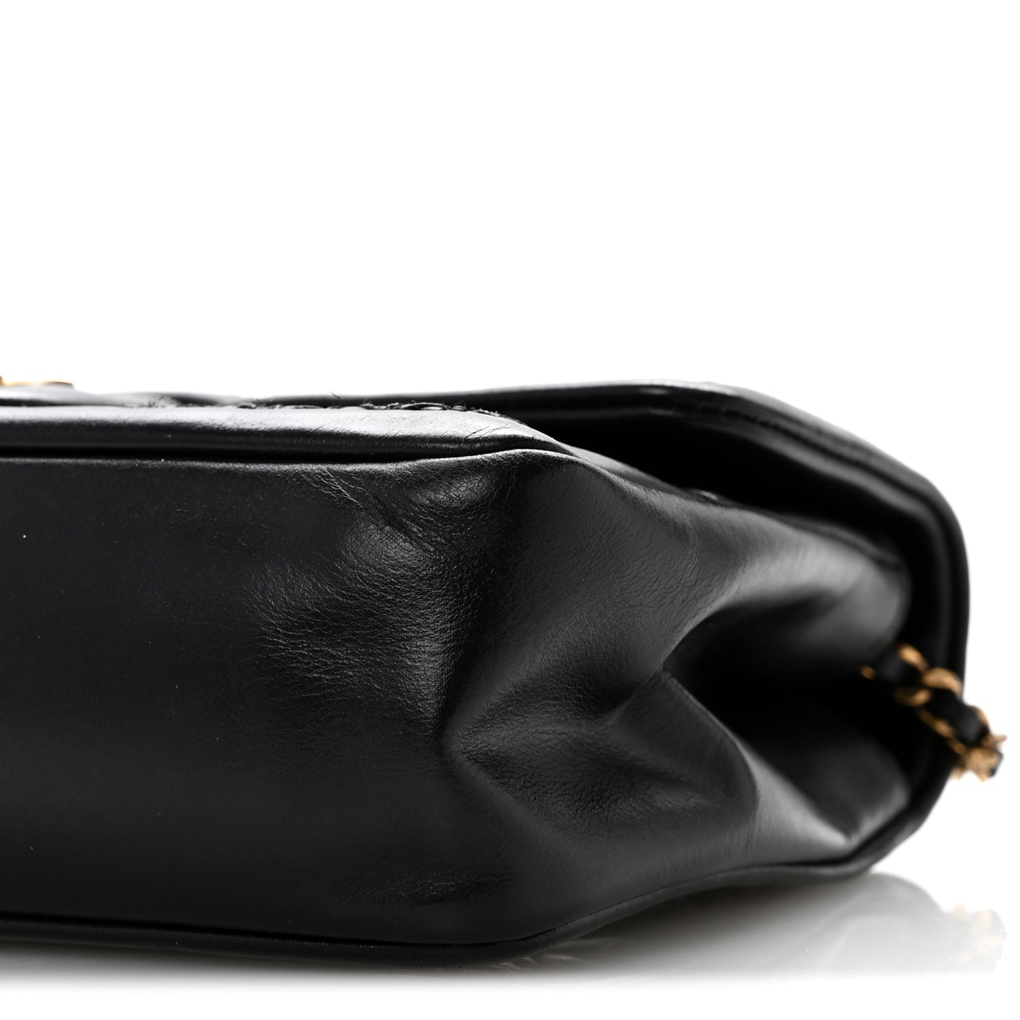 Crumpled Calfskin Whipstich Quilted Single Black