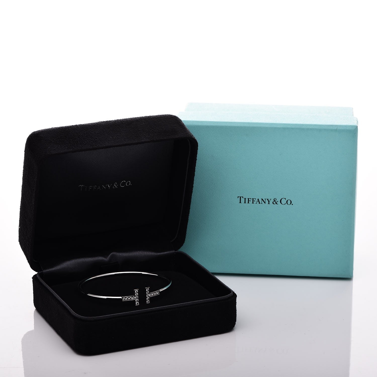 Tiffany 18K White Gold Diamond T Wire Bracelet 5 of 5
